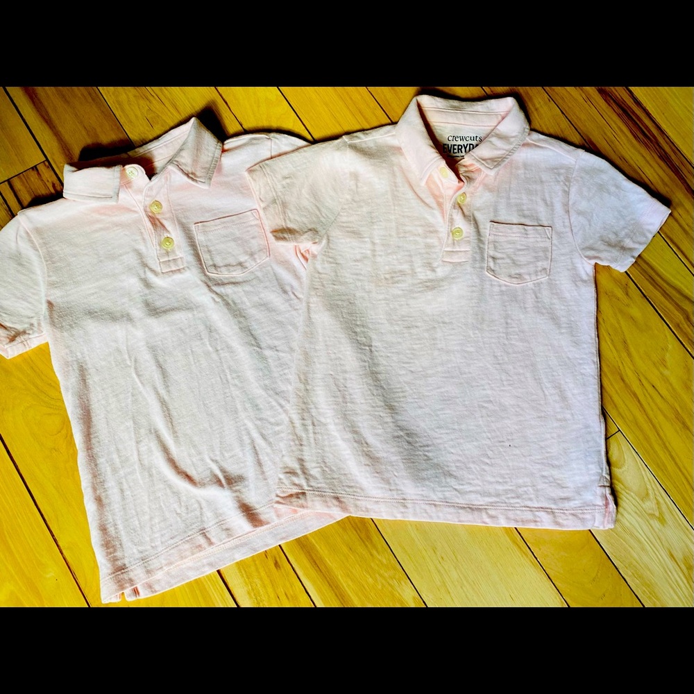 3T Crewcuts light pink polo shirts